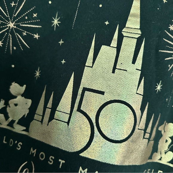 Disney World 50th Anniversary Black Hoodie Sweater - Picture 2 of 5